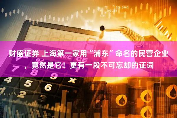 财盛证券 上海第一家用“浦东”命名的民营企业，竟然是它！更有一段不可忘却的证词